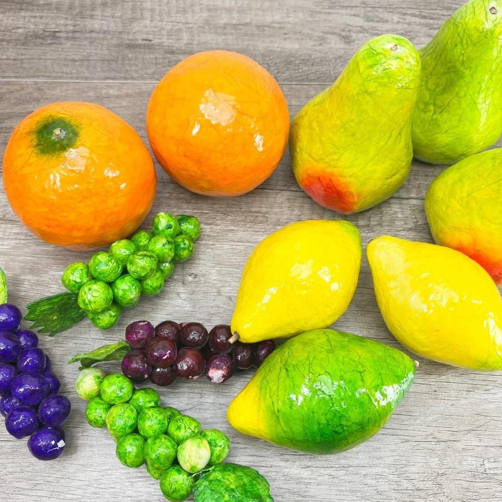 Vintage‎ Fake Fruit Handmade Paper Mache Glossy Fruit Folk Art Hecho En Mexico